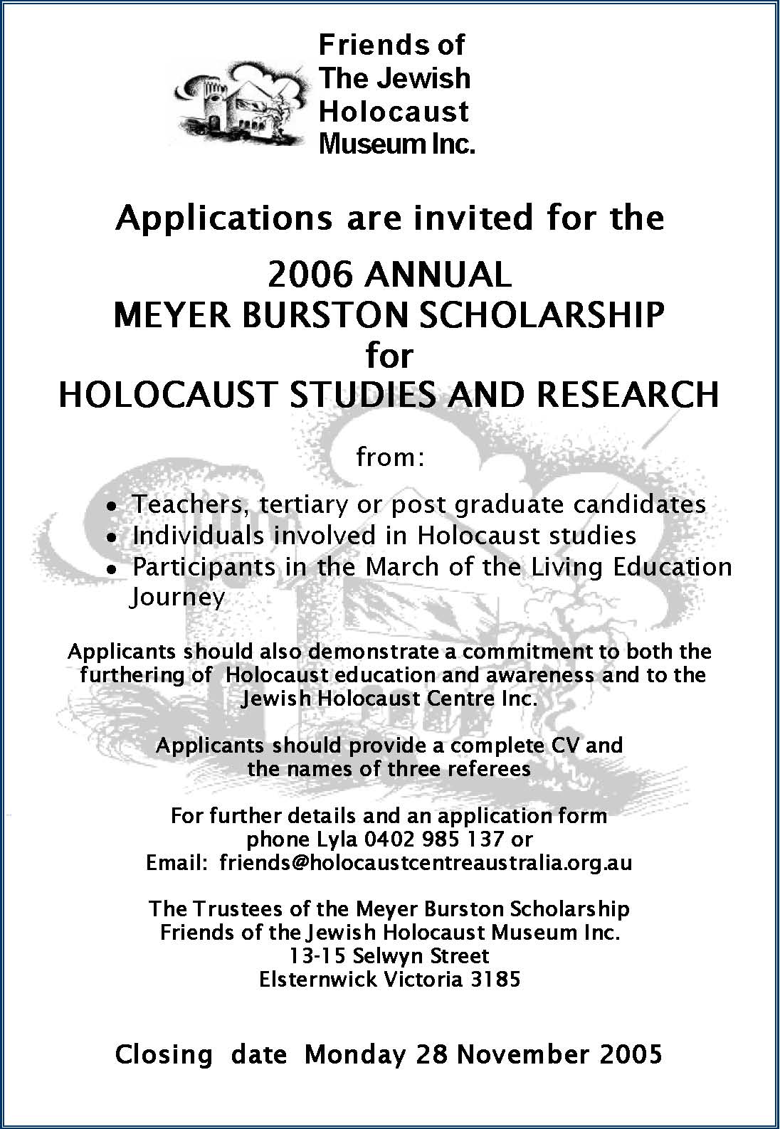 Meyer Burston Scholarship